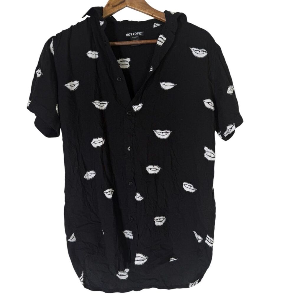 Hot Topic Black Lips Button Up Womens Sz XS Grunge Goth Skater